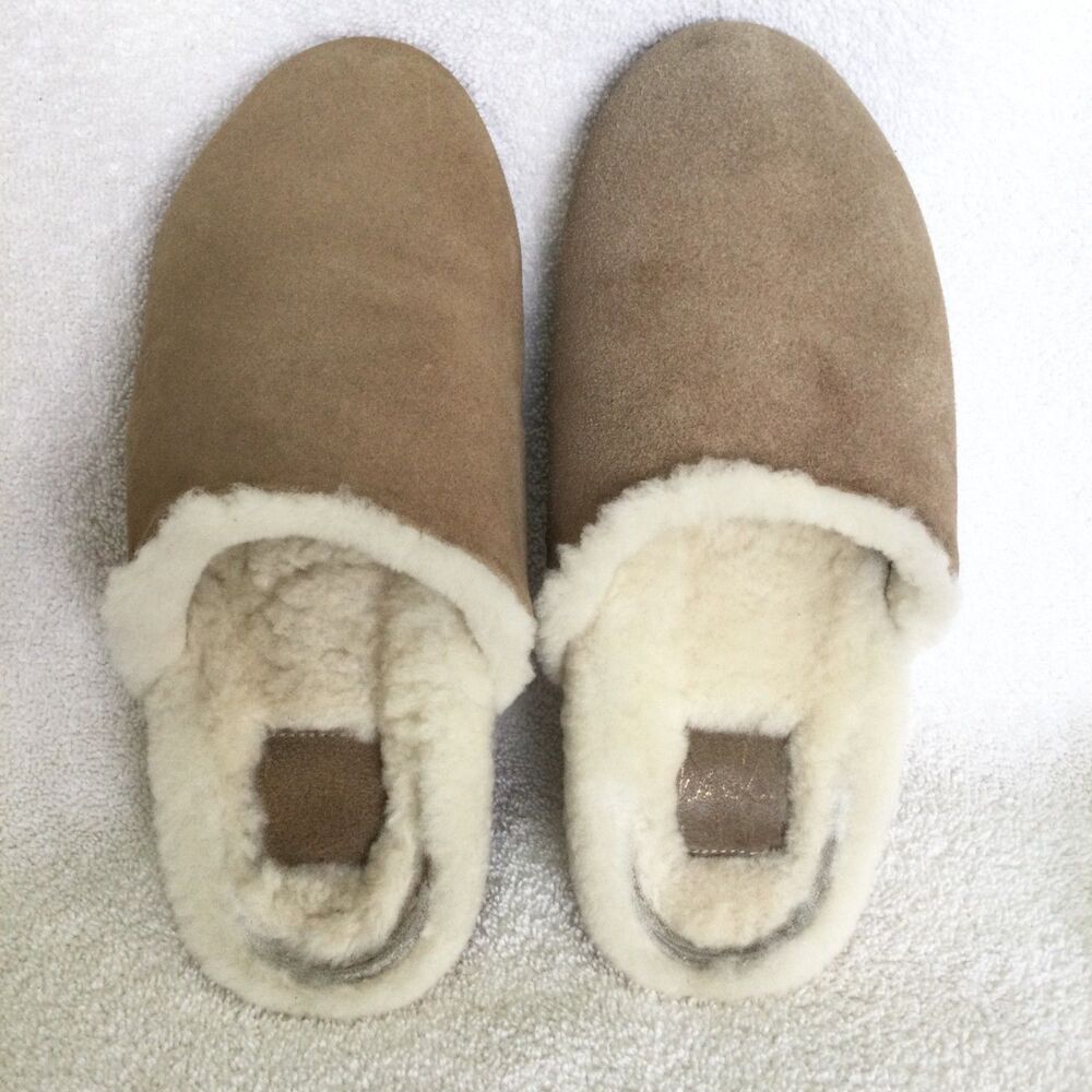 BEEK Shearling Slippers Size 8 Closed Toe Clogs Suede Anthropology Tan Soft Vamp